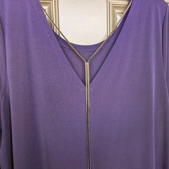 Lane Bryant Pullover Blouse w/V back and Detachable Flat Chain Necklace W 18/20 - Picture 2 of 7